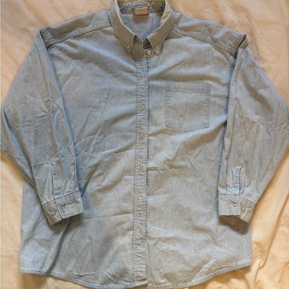 1991 loony tunes vintage graphic button up denim shirt - Picture 2 of 10